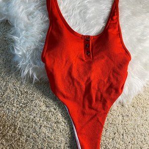 Red Thong One Piece Swimwear